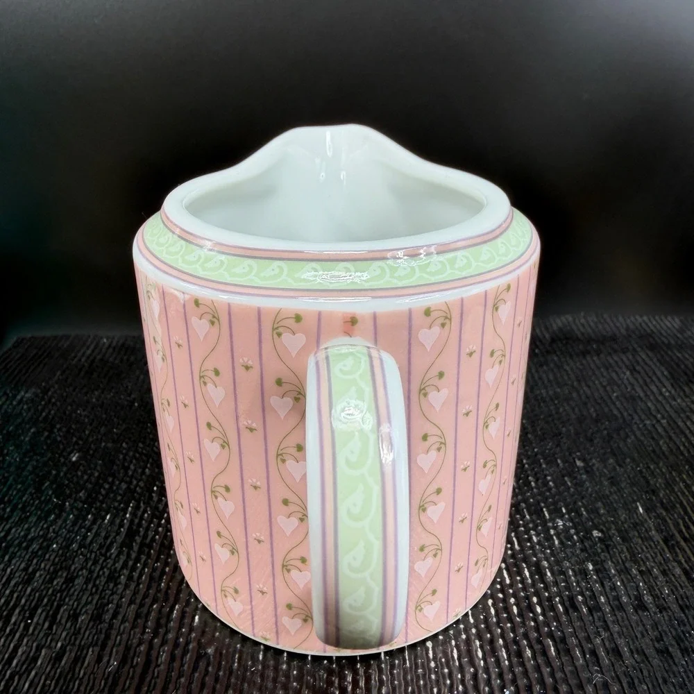 Lynn Hollyn Toscany Town Country Creamer Sugar‎ Bowl Set Pink Heart Stripe Japan